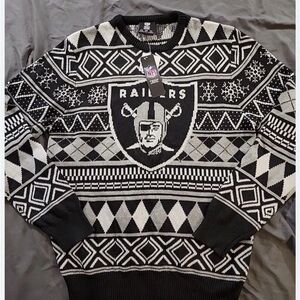 NFL Black and White fair isle Raiders Sweater sz s